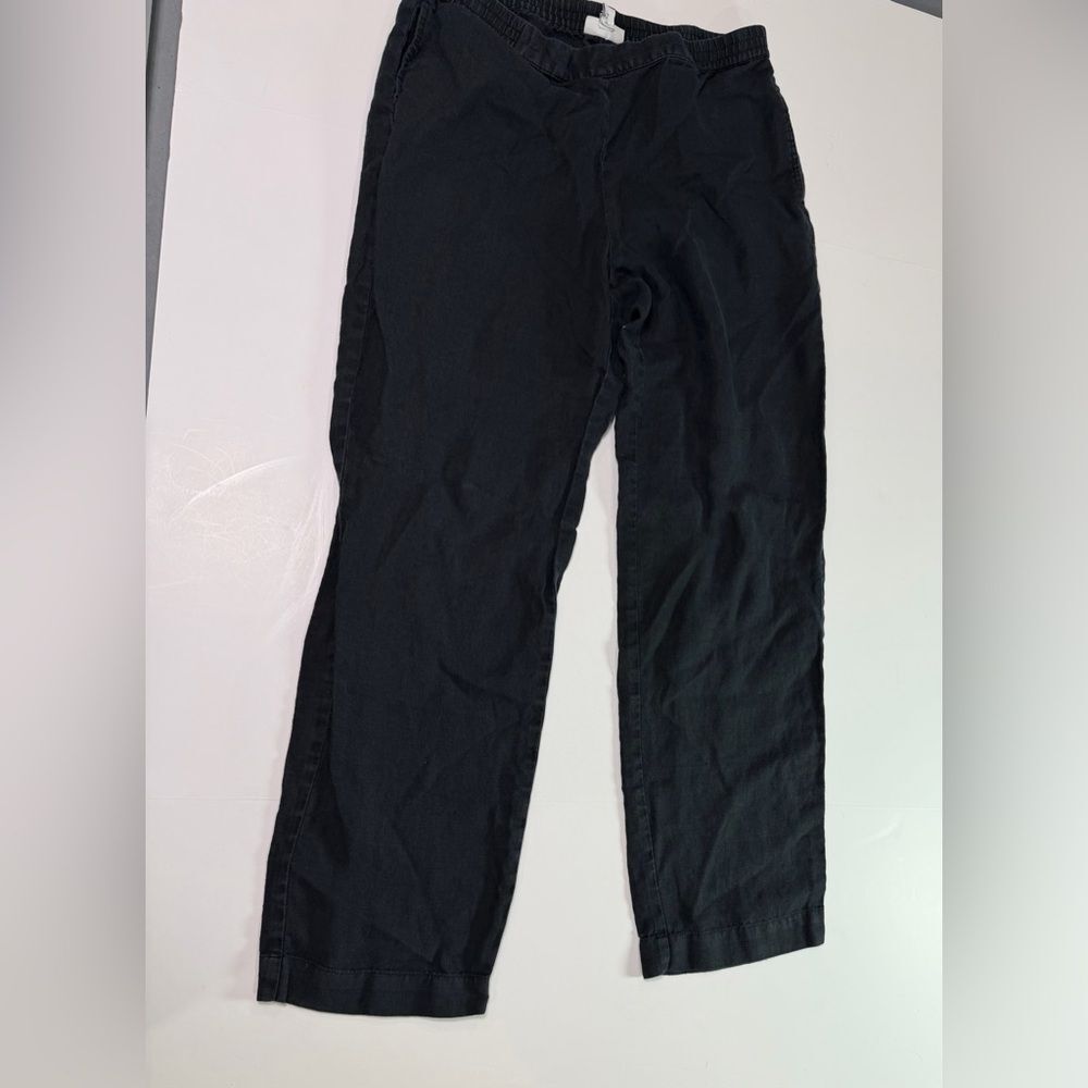 J. Jill Women's Black wide Straight linen Leg Pants fits 4-6